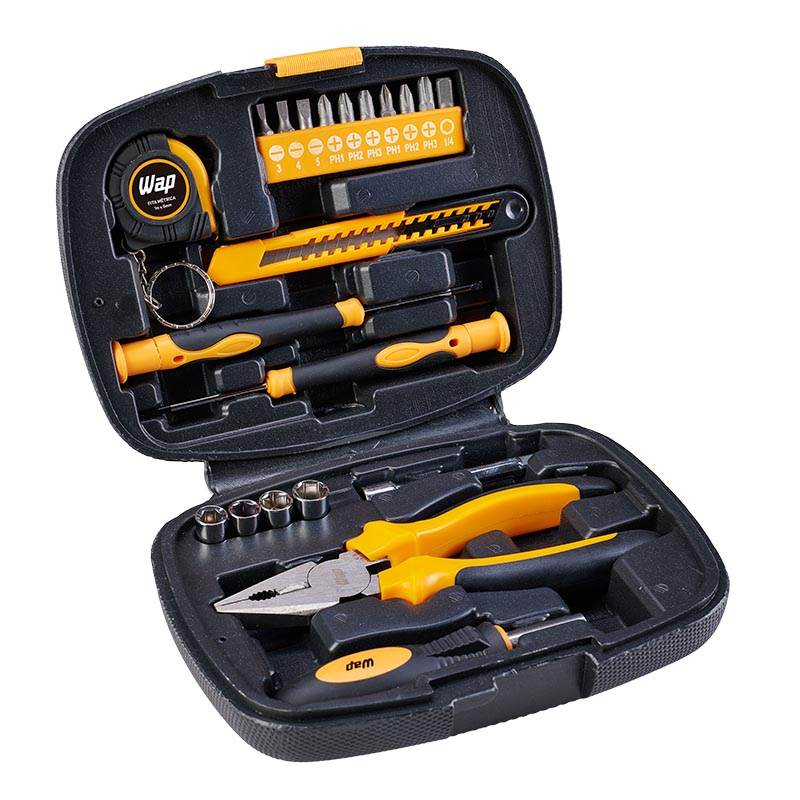 kit de ferramentas com itens essenciais para morar sozinho